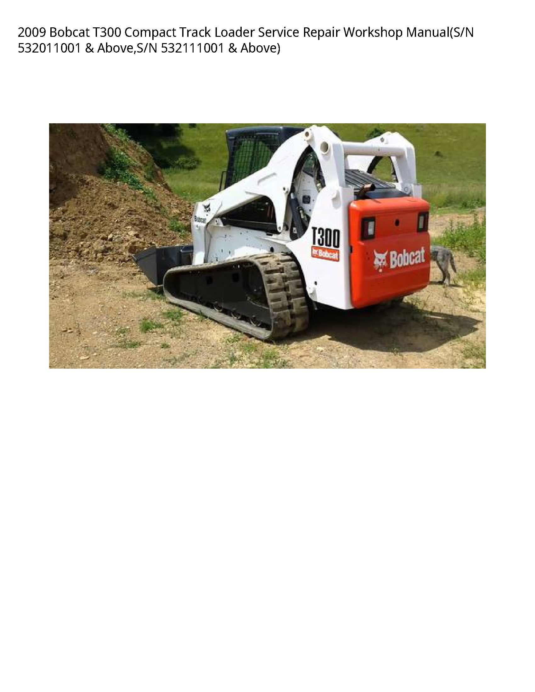 2009 Bobcat T300 Compact Track Loader Service Repair Workshop Manual(S/N 532011001 & Above S/N 532111001 & Above)