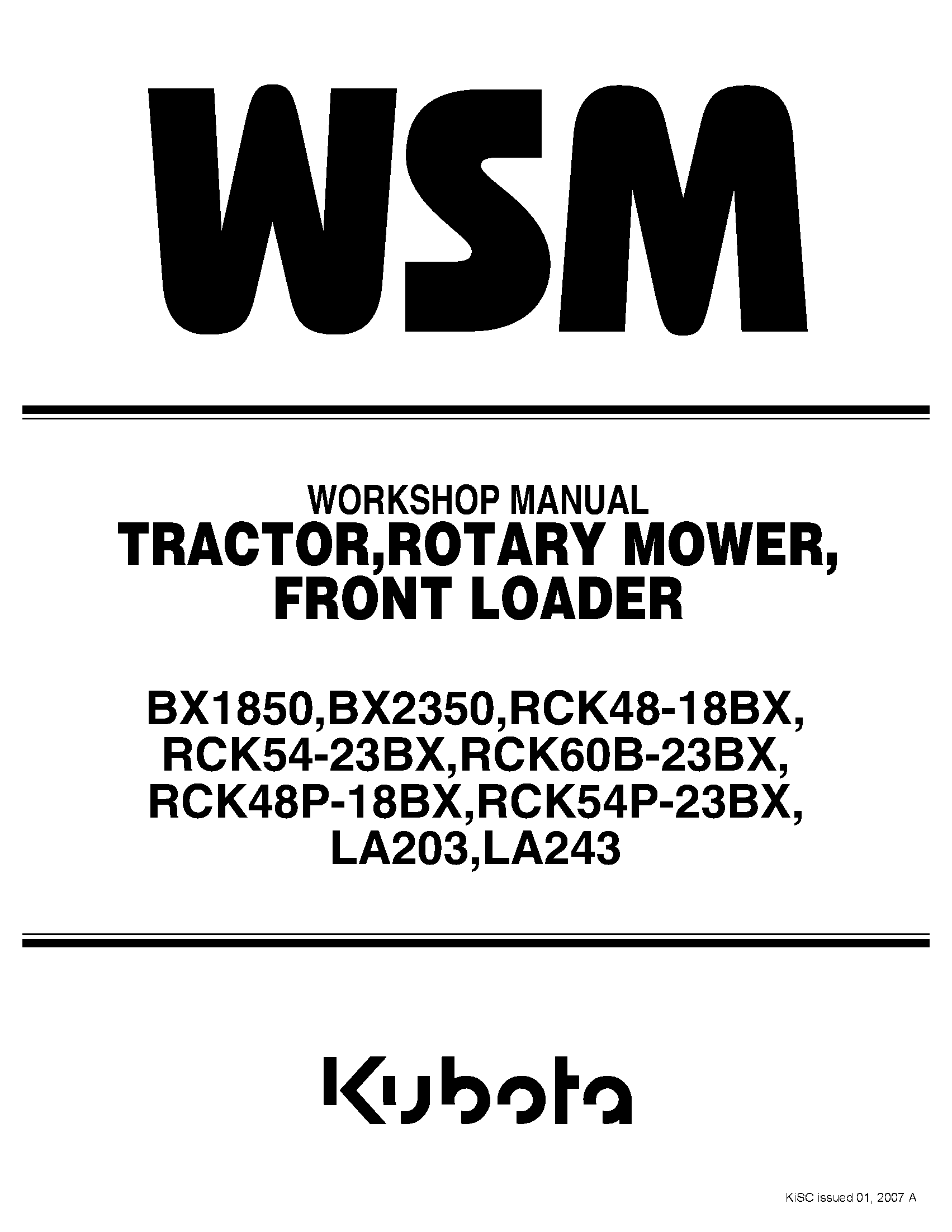 Kubota RCK60B-23BX Mower Deck Workshop Manual