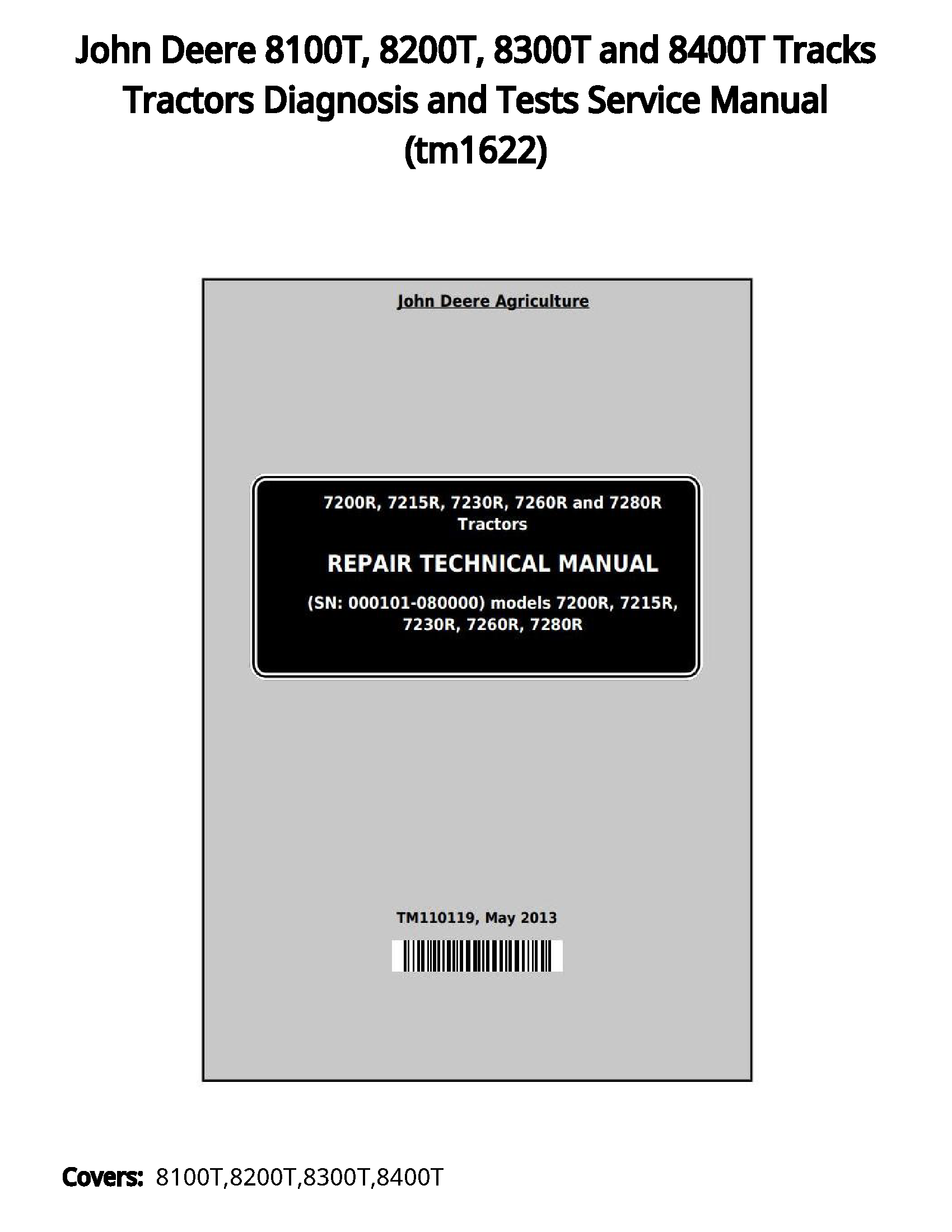 John Deere 8100T  8200T  8300T and 8400T Tracks Tractors Diagnosis and Tests Service Manual - tm1622