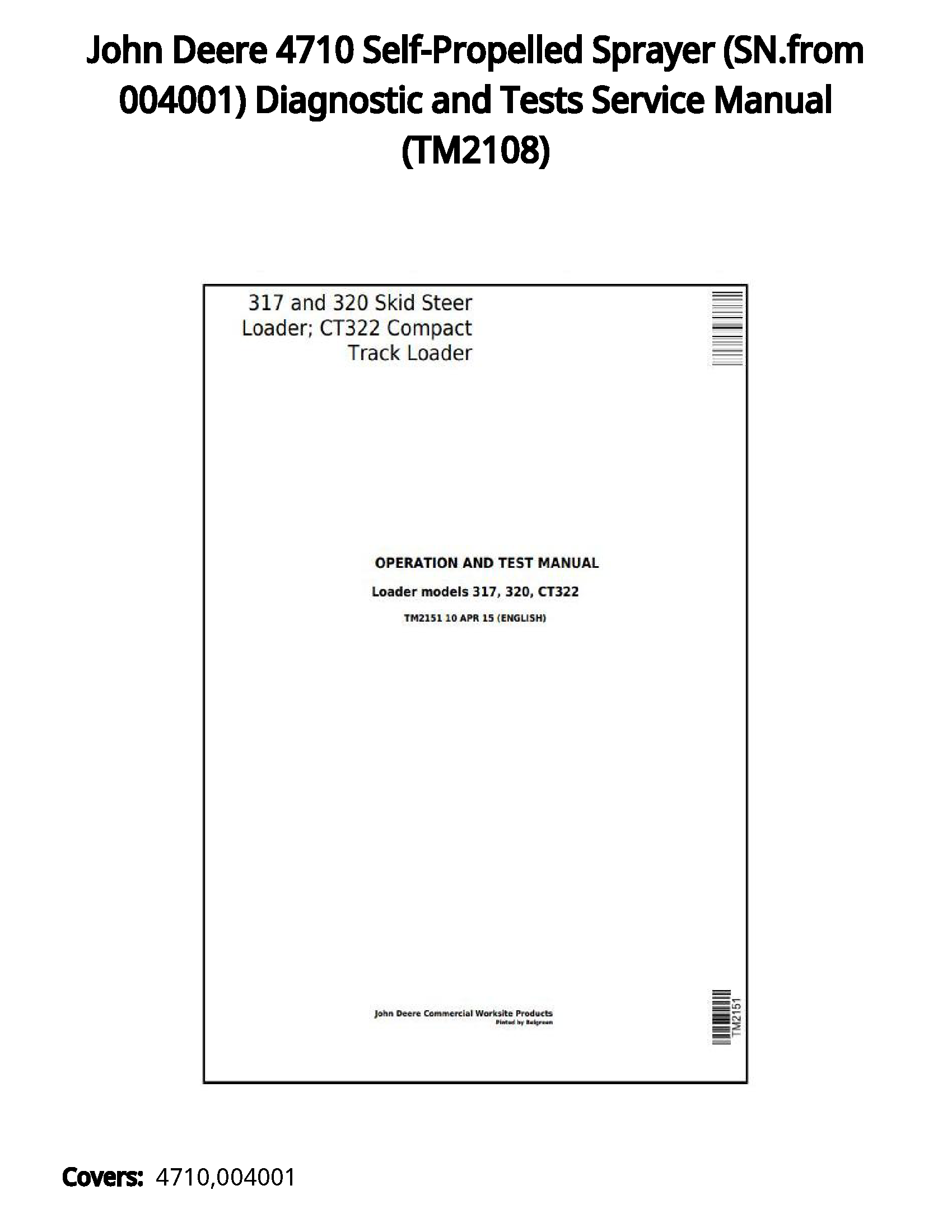 John Deere 4710 Self-Propelled Sprayer (SN.from 004001) Diagnostic and Tests Service Manual - TM2108