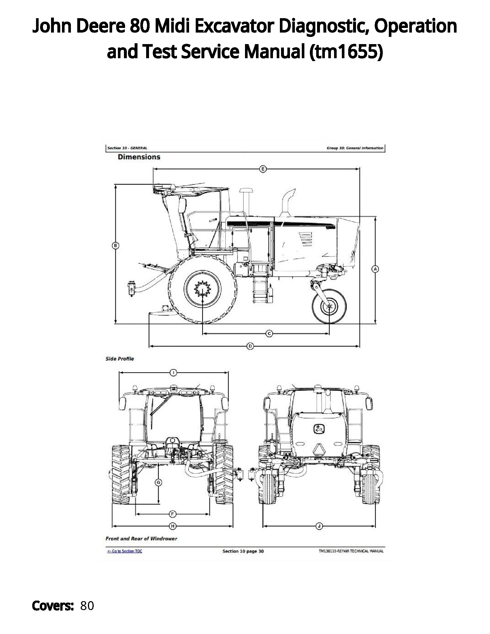 John Deere 80 Midi Excavator Diagnostic  Operation and Test Service Manual - tm1655