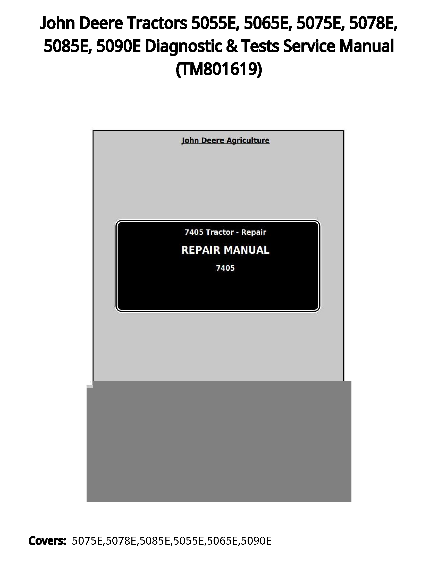 John Deere Tractors 5055E  5065E  5075E  5078E  5085E  5090E Diagnostic & Tests Service Manual - TM801619