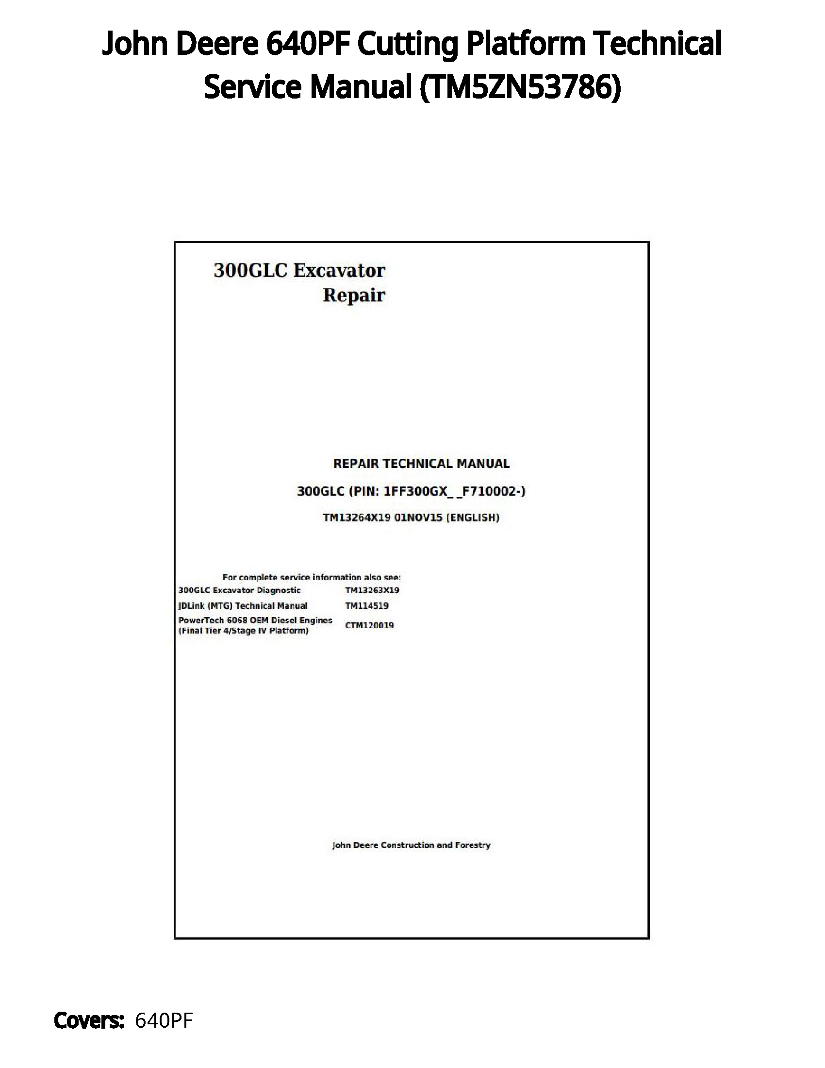 John Deere 640PF Cutting Platform Technical Service Manual - TM5ZN53786