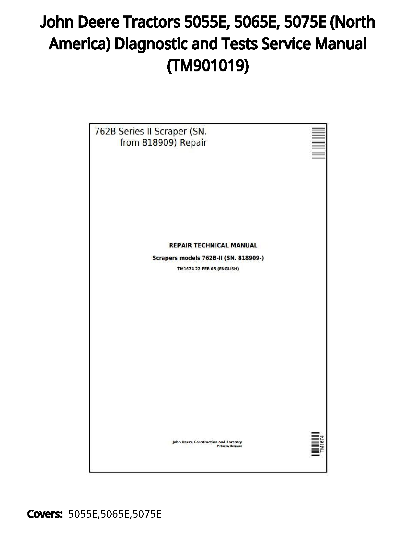 John Deere Tractors 5055E  5065E  5075E (North America) Diagnostic and Tests Service Manual - TM901019