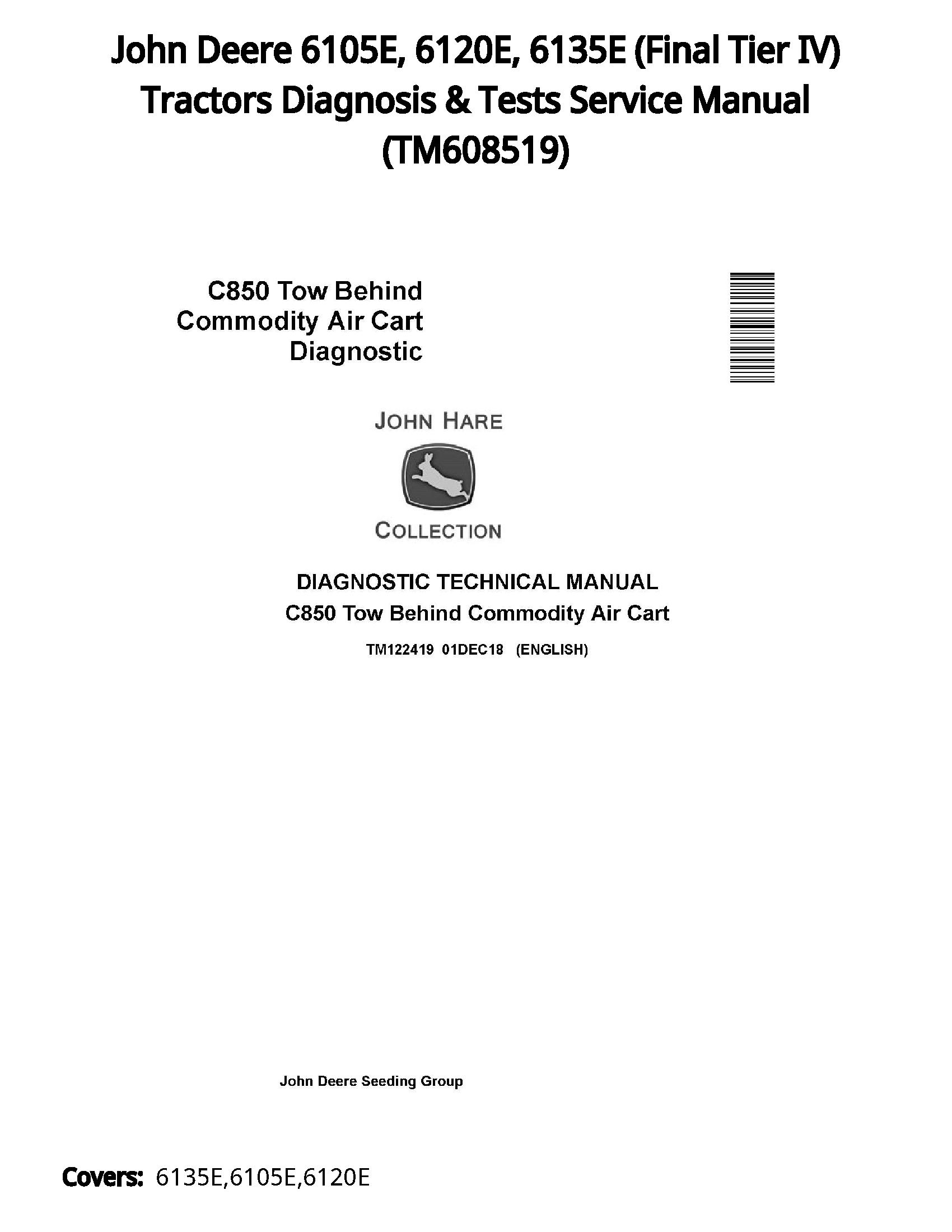 John Deere 6105E  6120E  6135E (Final Tier IV) Tractors Diagnosis & Tests Service Manual - TM608519