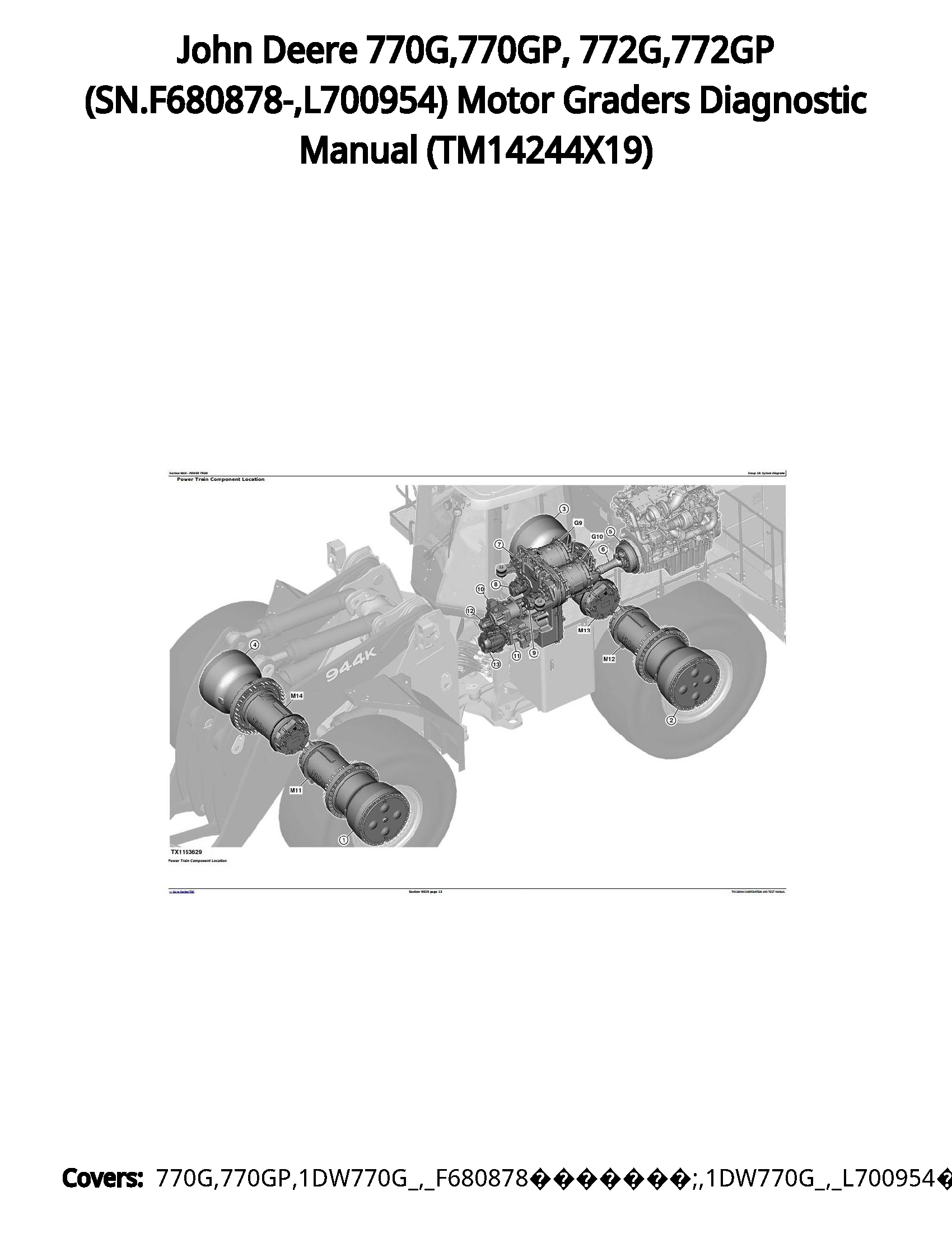 John Deere 770G 770GP  772G 772GP (SN.F680878- L700954) Motor Graders Diagnostic Manual - TM14244X19