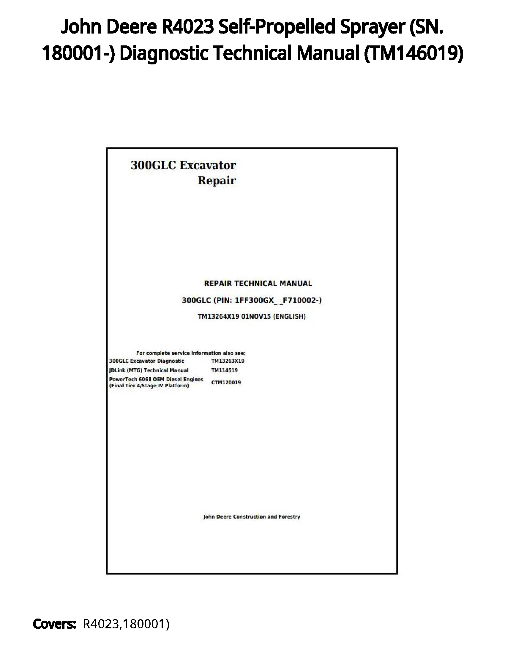 John Deere R4023 Self-Propelled Sprayer (SN. 180001-) Diagnostic Technical Manual - TM146019