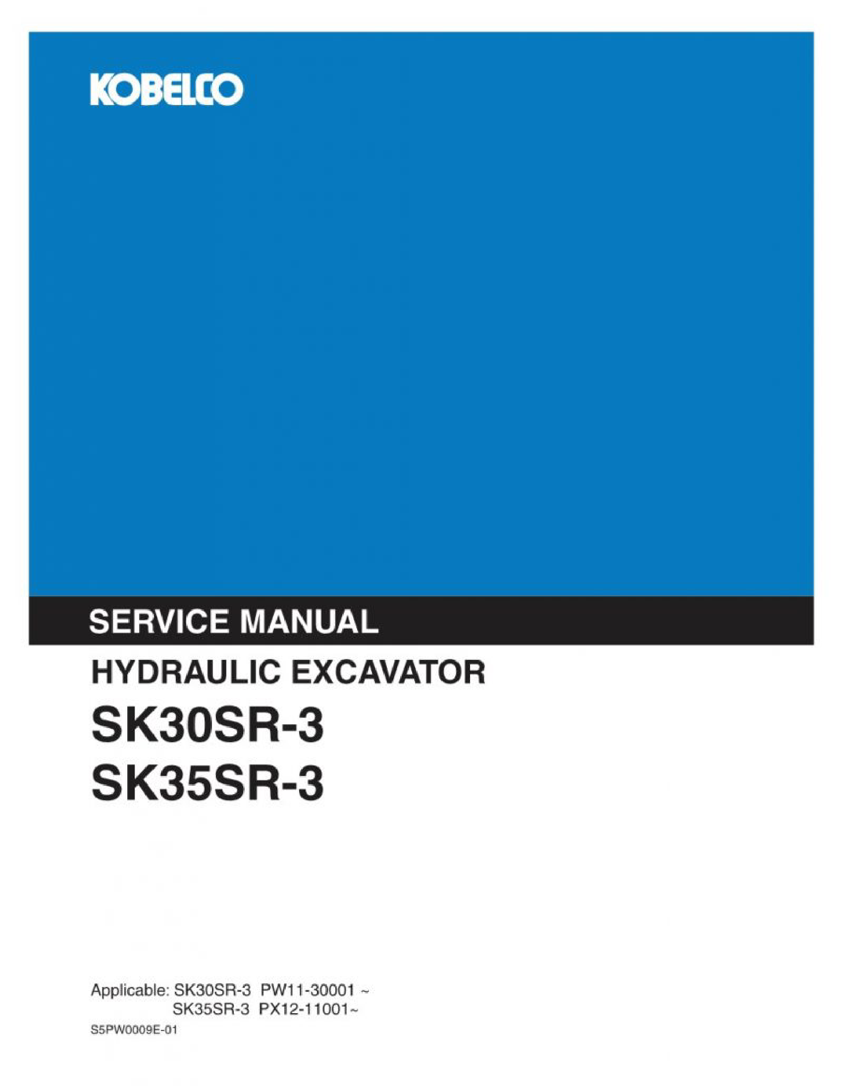 Kobelco SK30SR-3/SK35SR-3 Hydraulic Excavator Service Repair Manual