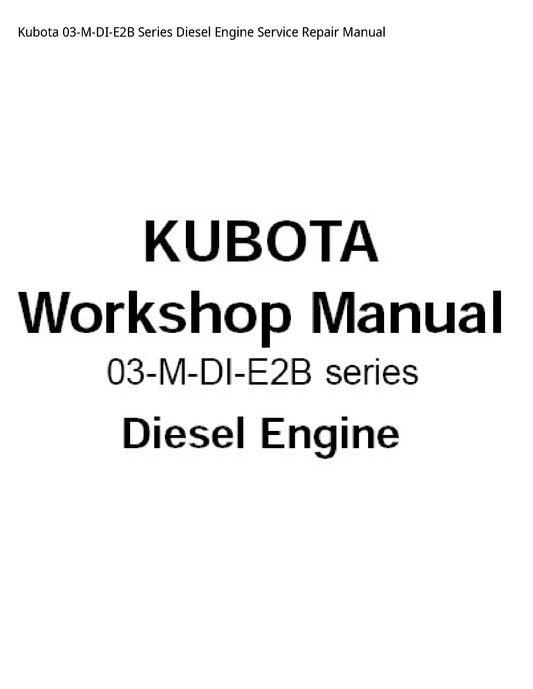 Kubota 03-M-DI-E2B Series Diesel Engine Service Repair Manual