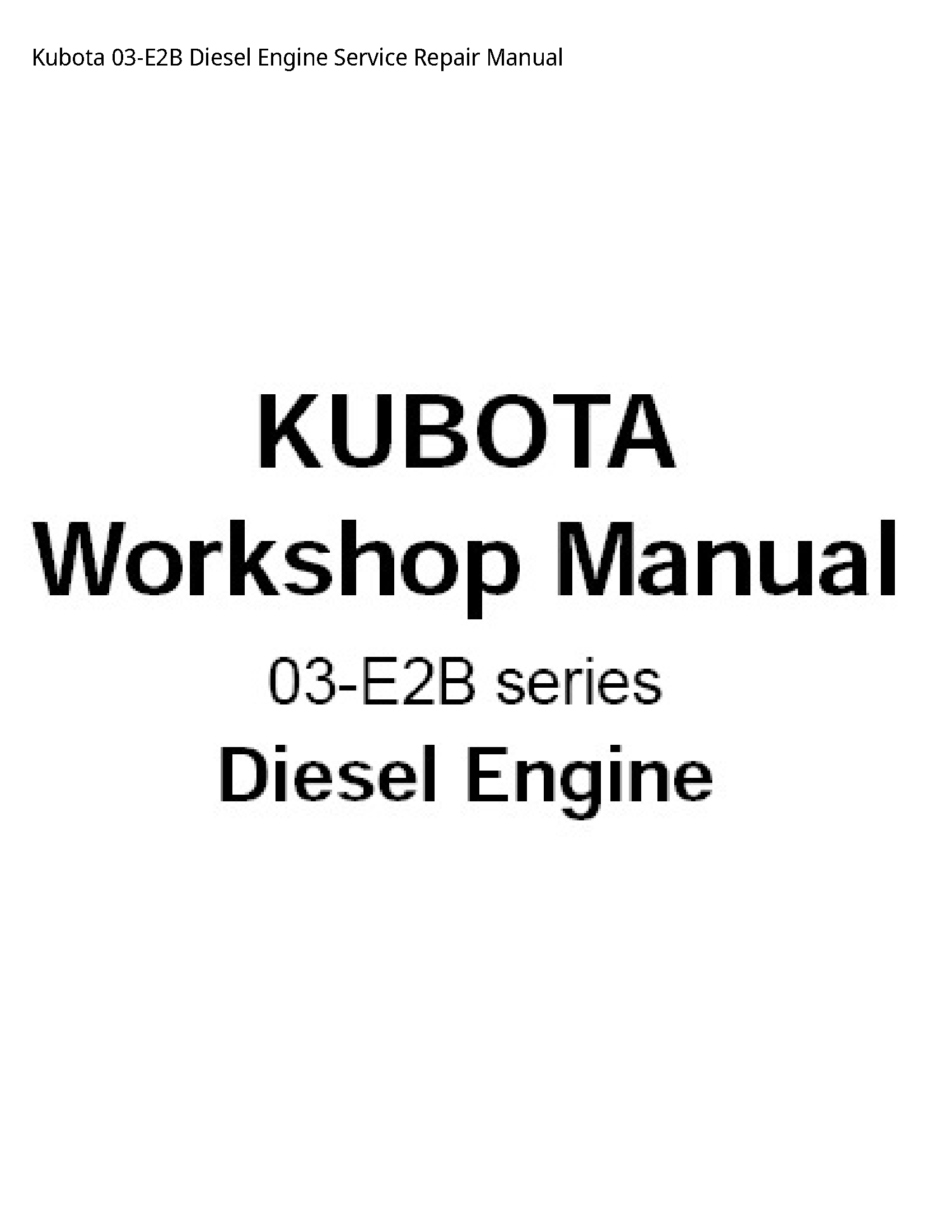 Kubota 03-E2B Diesel Engine Service Repair Manual