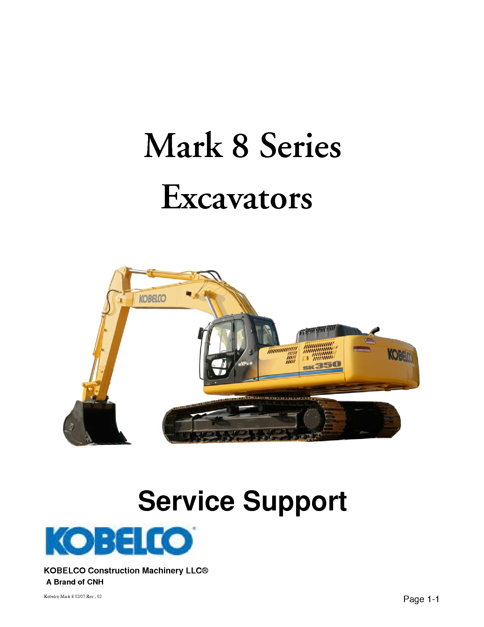 Kobelco Mark 8 Series Excavators Service Manual