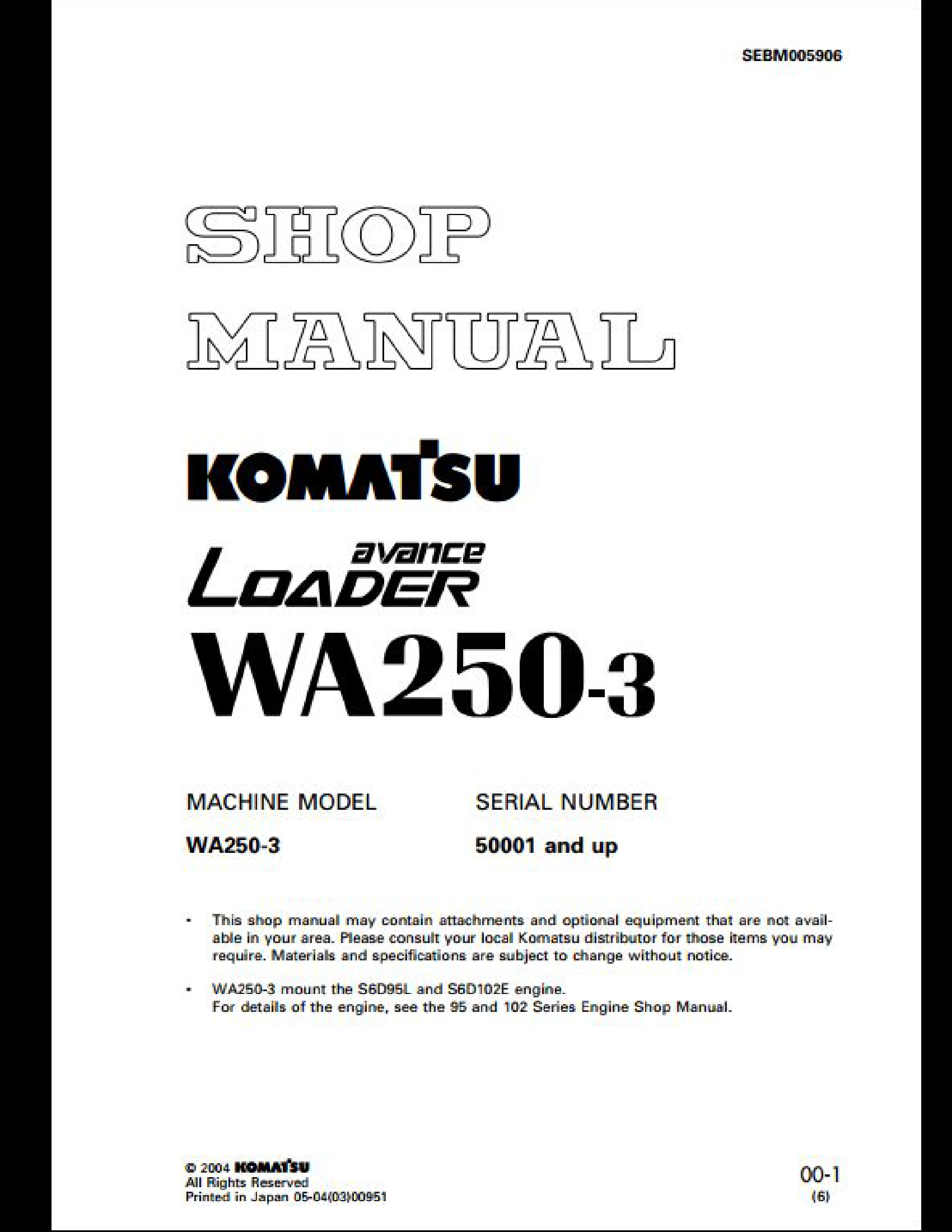 Komatsu Wheel Loaders WA900-3 WA900-3E0 Service Repair Workshop Manual