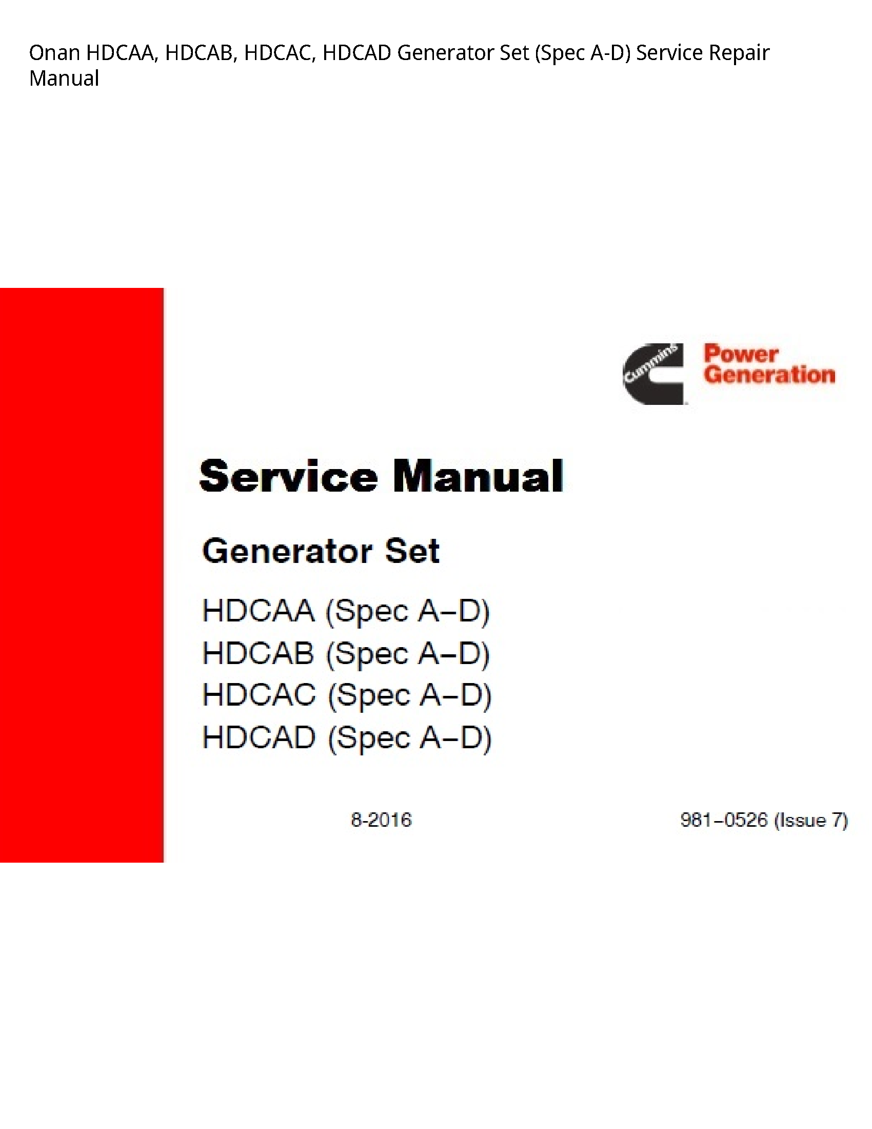 Onan K1000 Manual