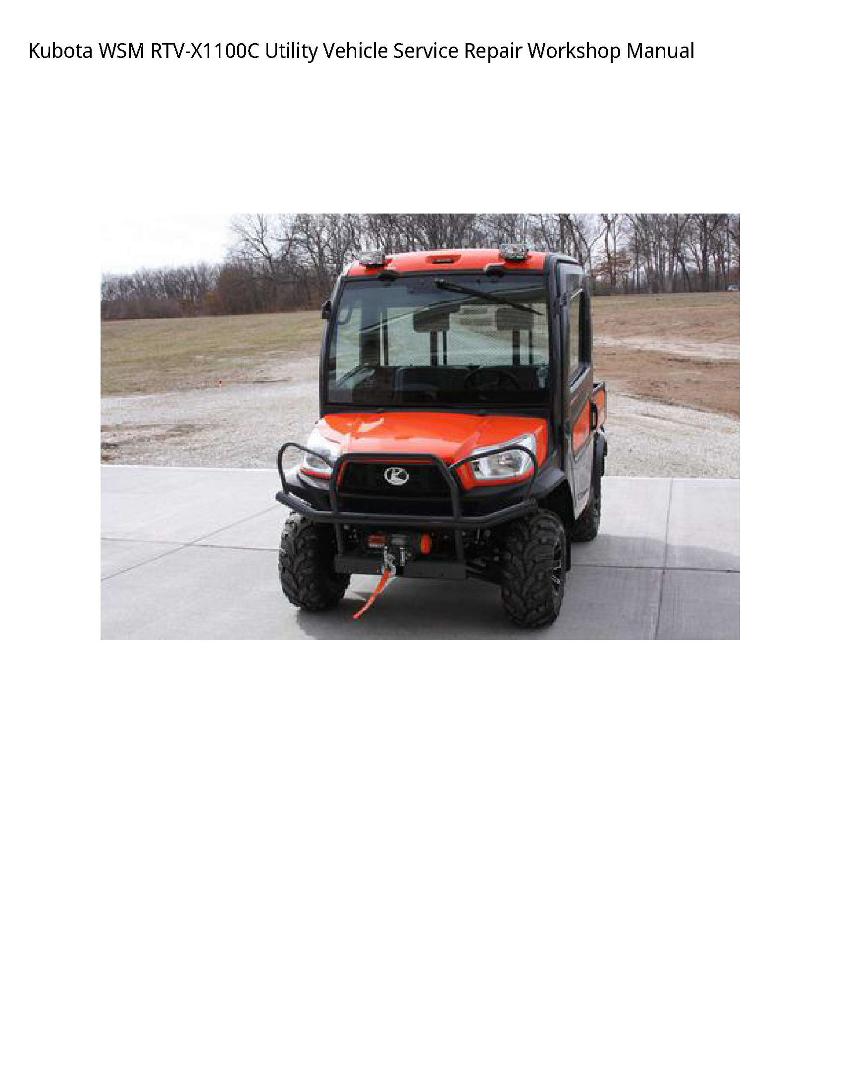 Kubota WSM RTV-X1100C Utility Vehicle Service Repair Workshop Manual