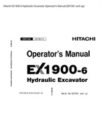 Hitachi EX1900-6 Hydraulic Excavator Operator’s Manual (001001 and up) preview