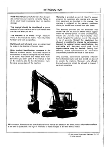 Hitachi EX100-3 Excavator Operator’s manual