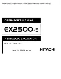 Hitachi EX2500-5 Hydraulic Excavator Operator’s Manual (000501 and up) preview