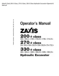 Hitachi Zaxis 200-3 Class  270-3 Class  330-3 Class Hydraulic Excavator Operator’s Manual preview
