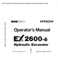 Hitachi EX2600-6 Hydraulic Excavator Operator’s Manual (002001 and up) preview