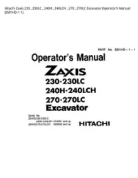 Hitachi Zaxis 230   230LC   240H   240LCH   270   270LC Excavator Operator’s Manual (EM1HD-1-1) preview
