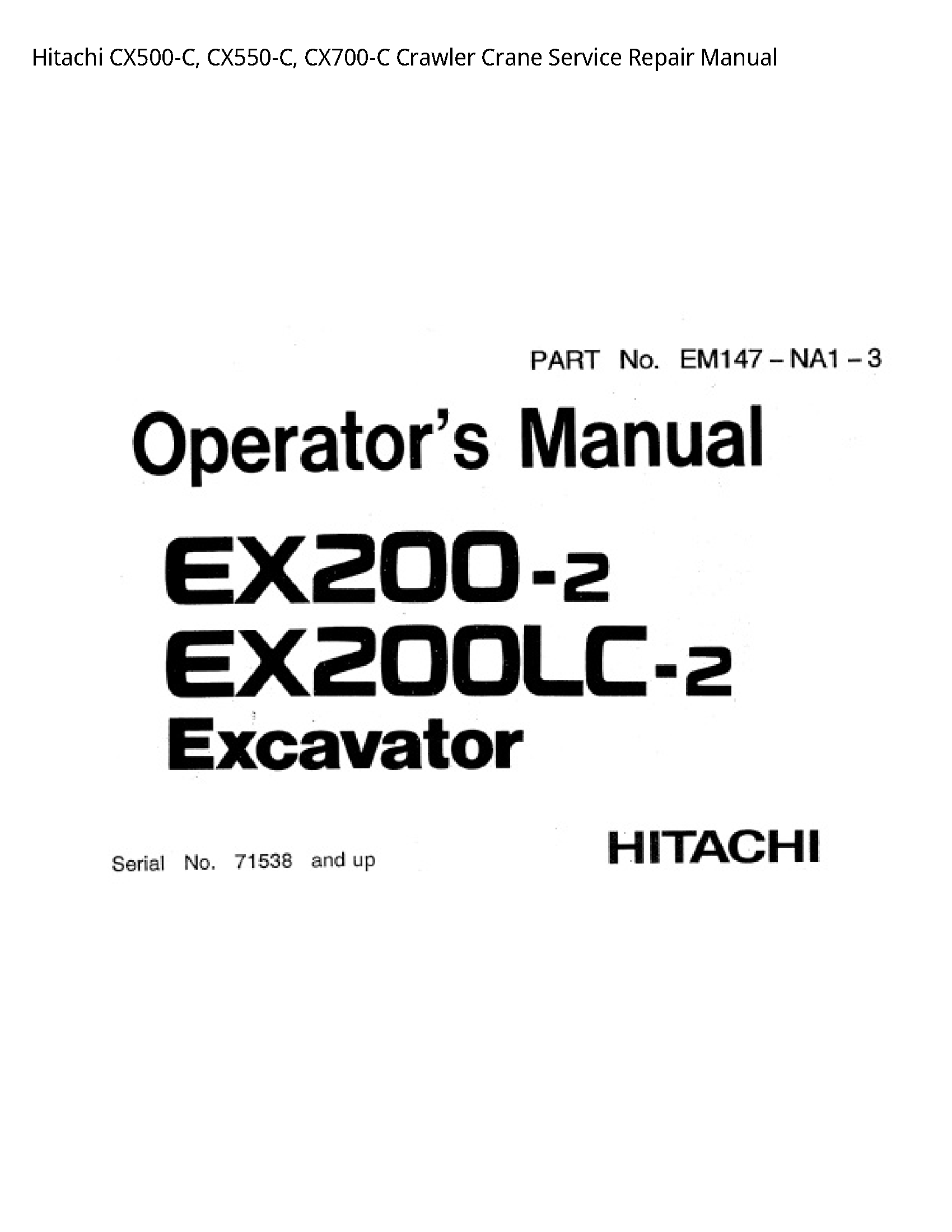 Hitachi CX500-C Crawler Crane manual