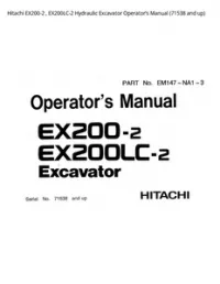 Hitachi EX200-2   EX200LC-2 Hydraulic Excavator Operator’s Manual (71538 and up) preview