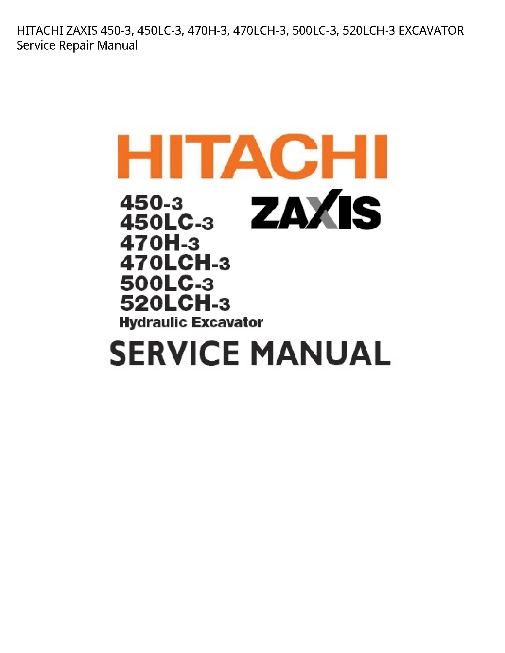 Hitachi 450-3 ZAXIS EXCAVATOR manual
