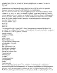 Hitachi Zaxis 470LC-5B   670LC-5B   870LC-5B Hydraulic Excavator Operator’s Manual preview