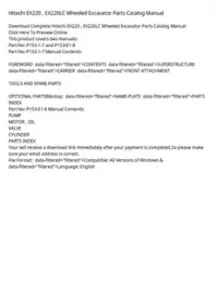 Hitachi EX220   EX220LC Wheeled Excavator Parts Catalog Manual preview