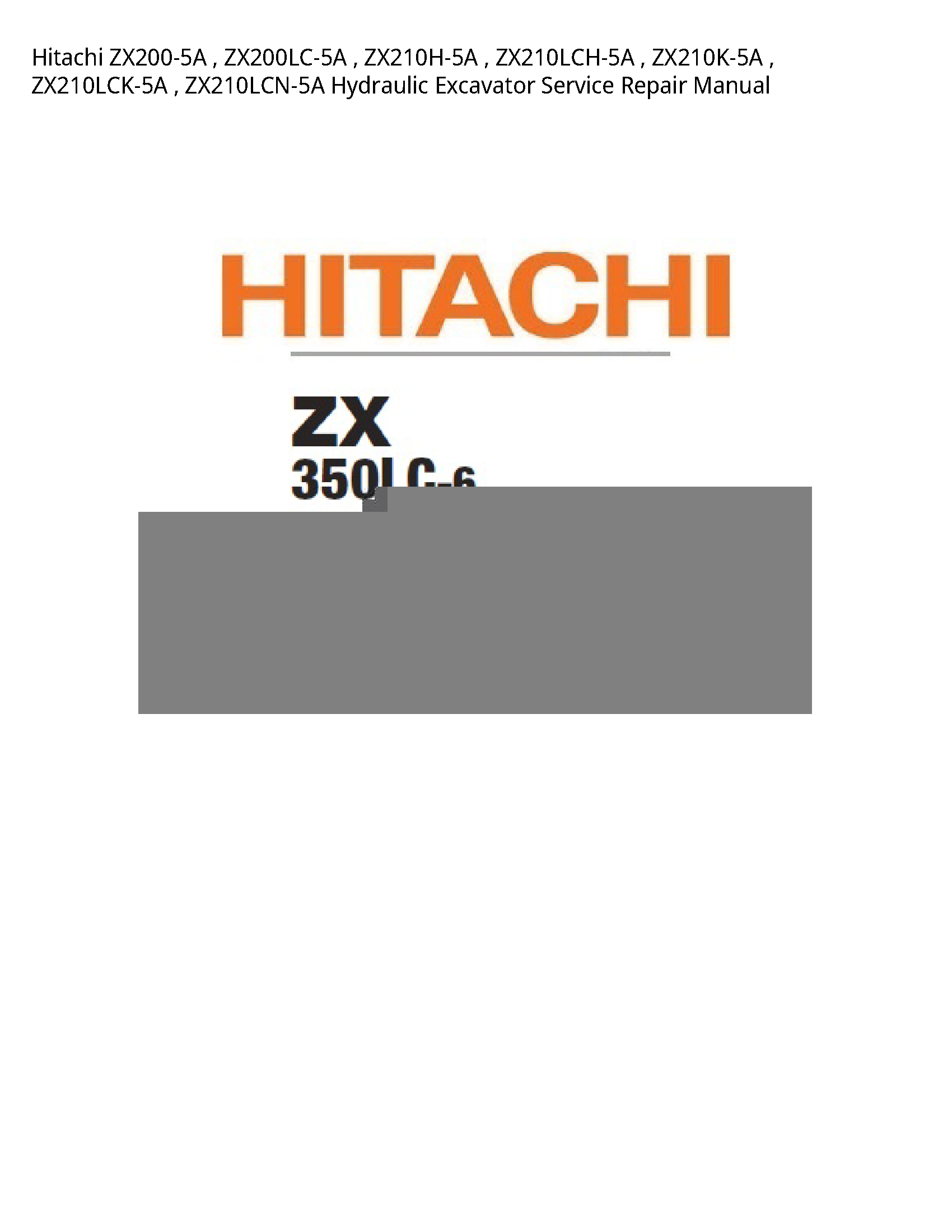 Hitachi ZX200-5A Hydraulic Excavator manual