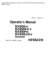 Hitachi EX200-5   EX200LC-5   EX210H-5   EX210LCH-5 Excavator Operator’s Manual (088215 and Up) preview