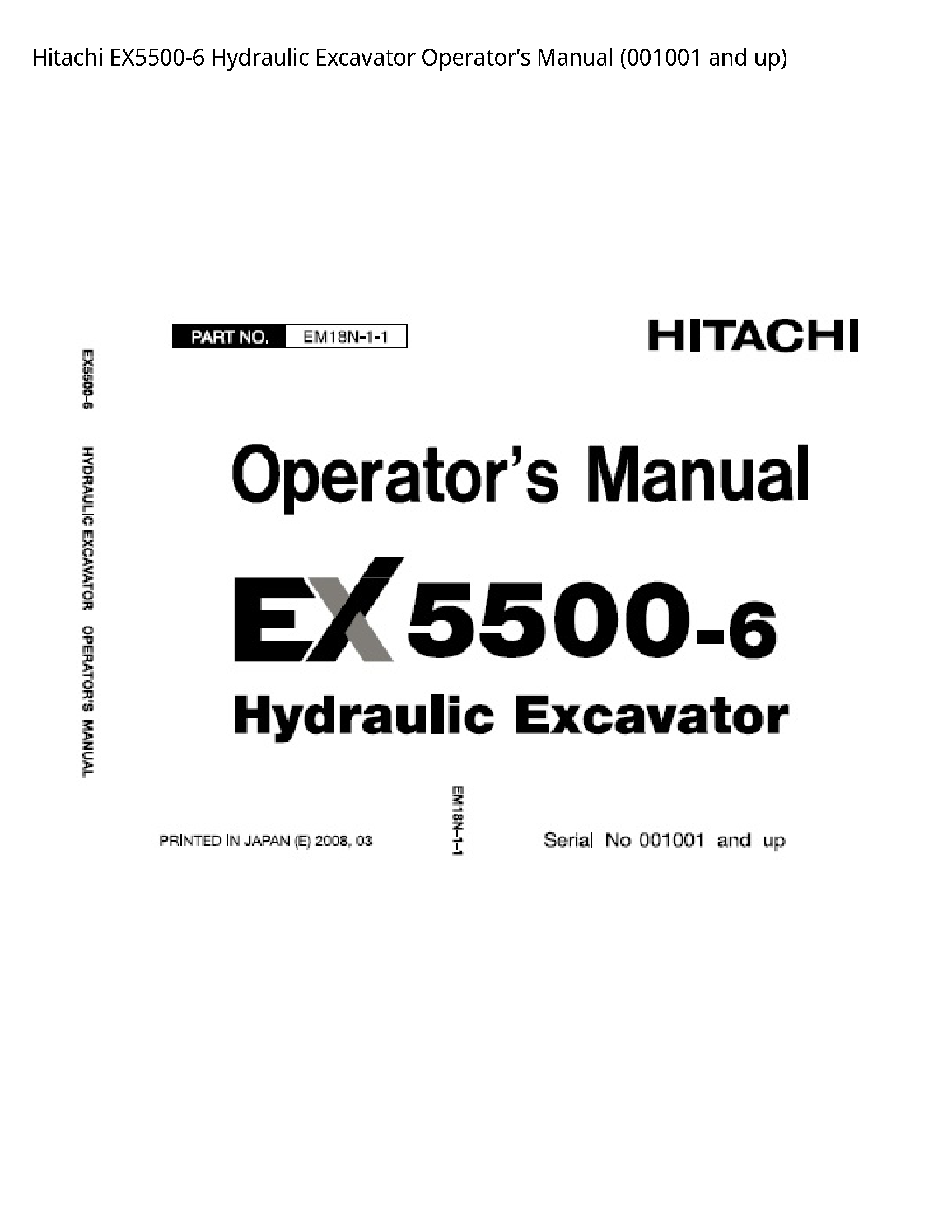 Hitachi EX5500-6 Hydraulic Excavator Operator’s manual