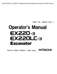 Hitachi EX220-3   EX220LC-3 Hydraulic Excavator Operator’s Manual (10429 and up) preview