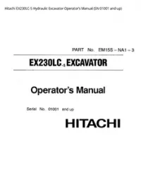 Hitachi EX230LC-5 Hydraulic Excavator Operator’s Manual (SN 01001 and up) preview