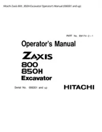 Hitachi Zaxis 800   850H Excavator Operator’s Manual (006001 and up) preview