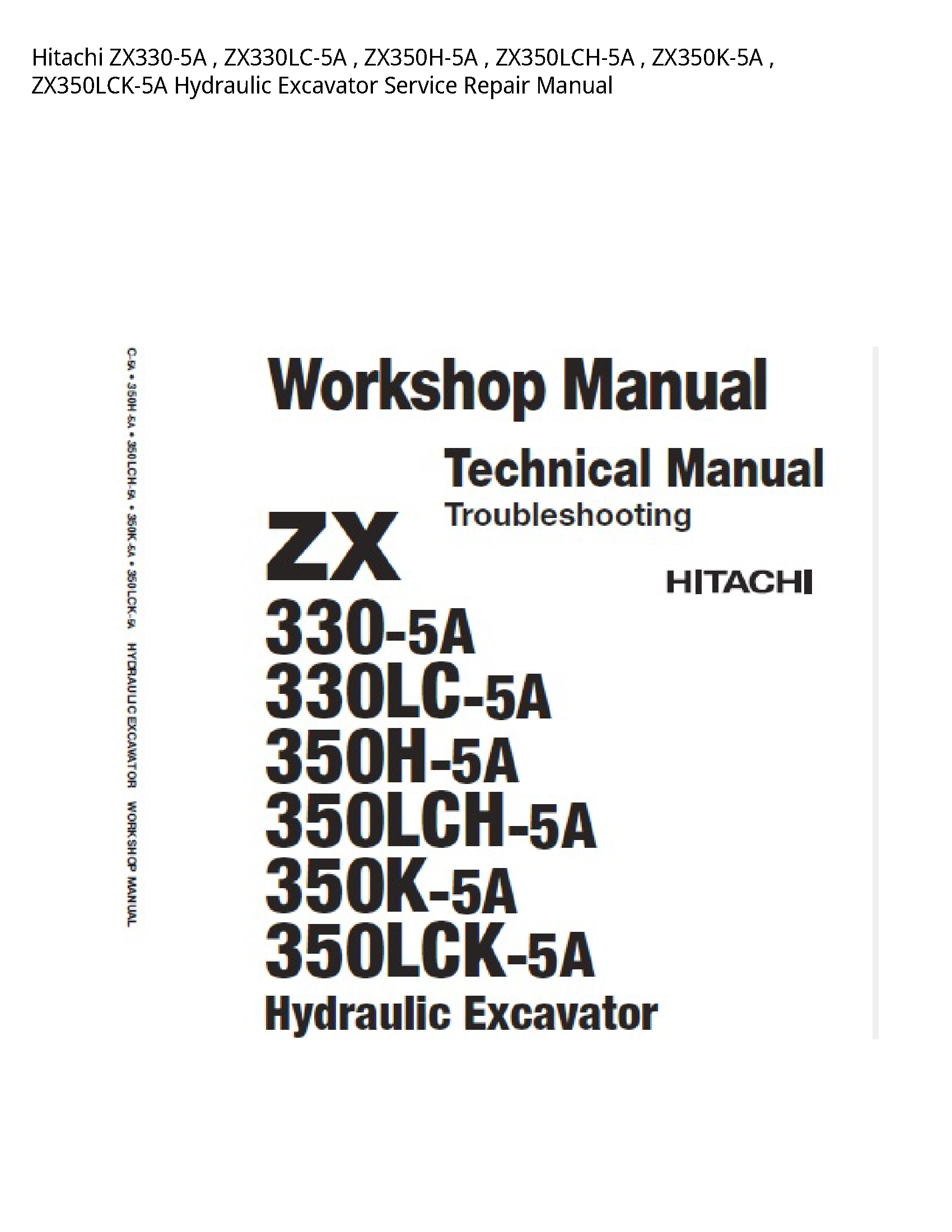 Hitachi ZX330-5A Hydraulic Excavator manual