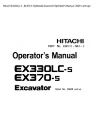 Hitachi EX330LC-5   EX370-5 Hydraulic Excavator Operator’s Manual (20001 and up) preview