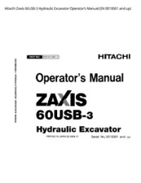 Hitachi Zaxis 60USB-3 Hydraulic Excavator Operator’s Manual (SN 0010001 and up) preview