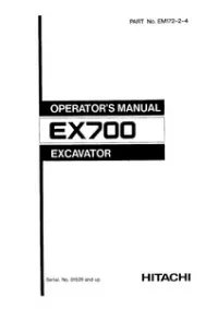 Hitachi EX700 Hydraulic Excavator Operator’s Manual (01526 and up) preview
