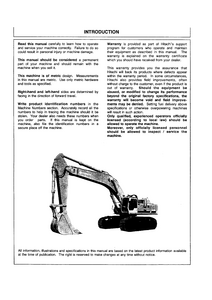 Hitachi EX700 Hydraulic Excavator Operator’s service manual