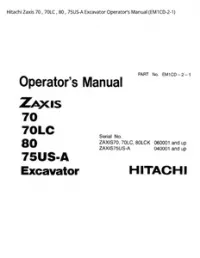 Hitachi Zaxis 70   70LC   80   75US-A Excavator Operator’s Manual (EM1CD-2-1) preview