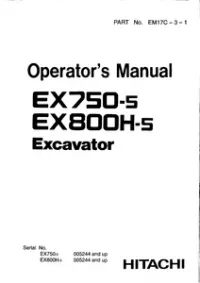 Hitachi EX750-5   EX800H-5 Hydraulic Excavator Operator’s Manual (005244 and up) preview
