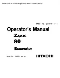 Hitachi Zaxis 80 Excavator Operator’s Manual (060001 and up) preview