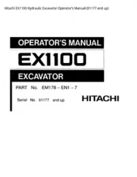 Hitachi EX1100 Hydraulic Excavator Operator’s Manual (01177 and up) preview