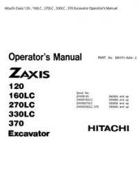 Hitachi Zaxis 120   160LC   270LC   330LC   370 Excavator Operator’s Manual preview