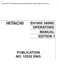 Hitachi EX1100-3 Hydraulic Excavator Operator’s Manual (002123 and up) preview