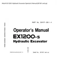 Hitachi EX1200-5 Hydraulic Excavator Operator’s Manual (001001 and up) preview