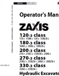 Hitachi Zaxis 120-3 Class  180-3 Class  200-3 Class  270-3 Class  330-3 Class Hydraulic Excavator Operator’s Manual (EM1U1-EN3-1) preview