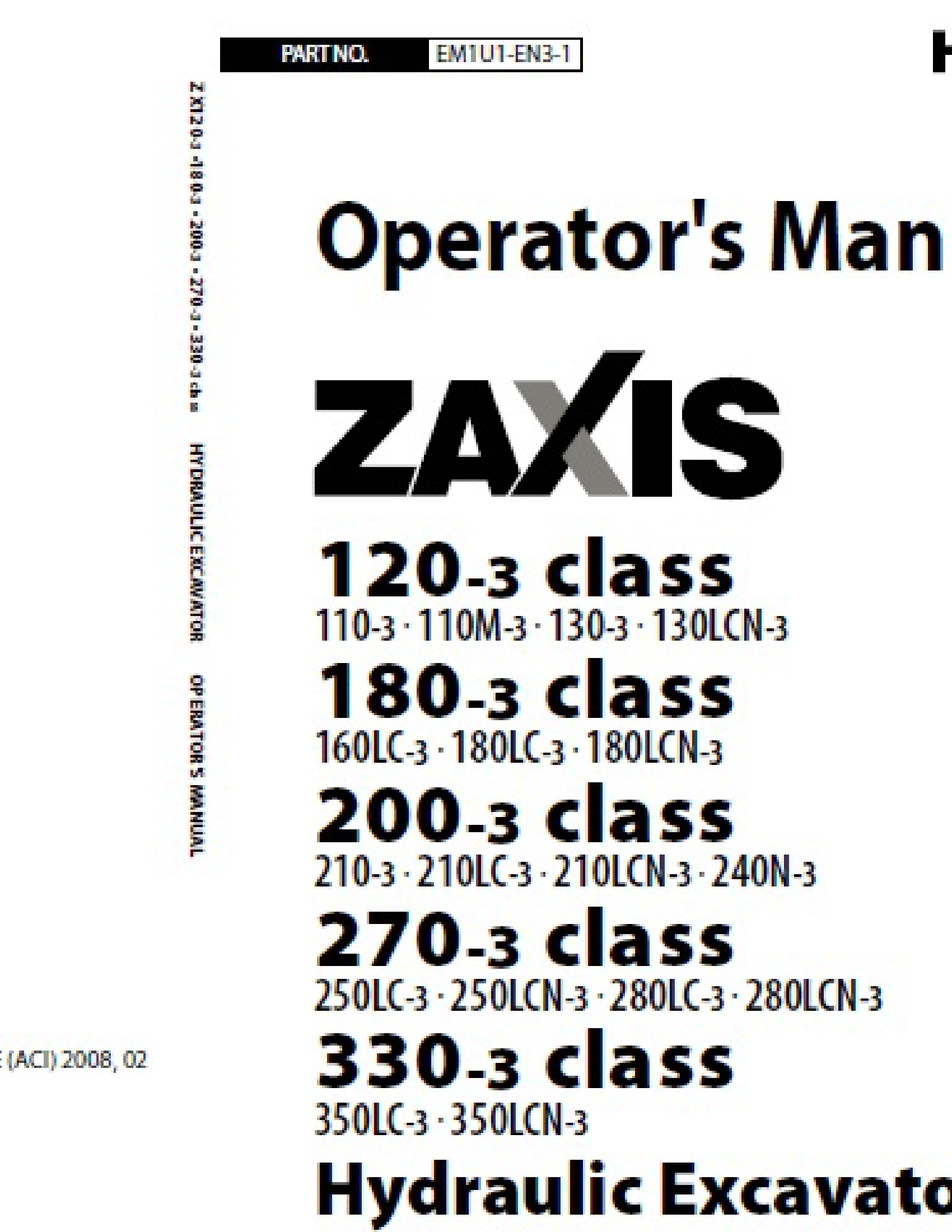 Hitachi 120-3 Zaxis Class manual