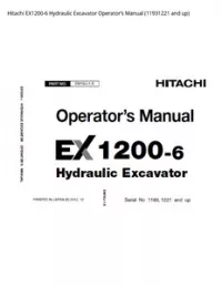 Hitachi EX1200-6 Hydraulic Excavator Operator’s Manual (11931221 and up) preview